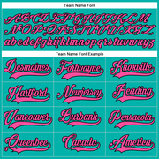 Custom Aqua Pink-Black Hockey Lace Neck Jersey