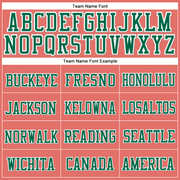 Custom Pink Kelly Green-White Stitched Cuffed Knit Hat