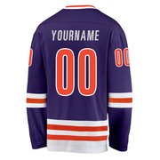 Custom Purple Orange-White Hockey Jersey