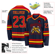 Custom Navy Red-Gold Hockey Jersey