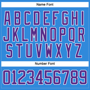 Custom Sky Blue Purple-White Hockey Lace Neck Jersey