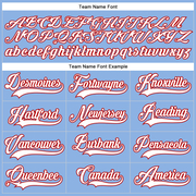 Custom Light Blue White-Red Hockey Lace Neck Jersey