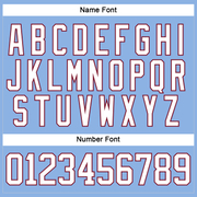 Custom Light Blue White-Crimson Hockey Lace Neck Jersey