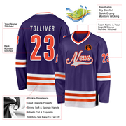 Custom Purple Orange-White Hockey Jersey