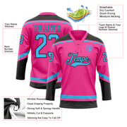 Custom Pink Sky Blue-Black Hockey Lace Neck Jersey