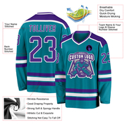 Custom Teal Purple-White Hockey Jersey