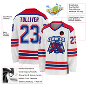 Custom White Royal-Red Hockey Jersey