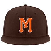 Custom Brown Orange-White Stitched Adjustable Snapback Hat