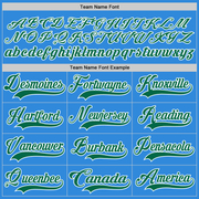 Custom Sky Blue Kelly Green-White Hockey Lace Neck Jersey