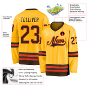 Custom Gold Brown-Orange Hockey Jersey