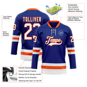 Custom Royal White-Orange Hockey Lace Neck Jersey
