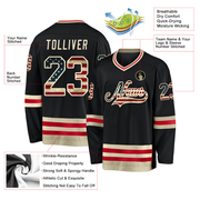 Custom Black Vintage USA Flag-Cream Hockey Jersey