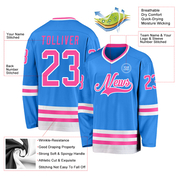 Custom Powder Blue Pink-White Hockey Jersey