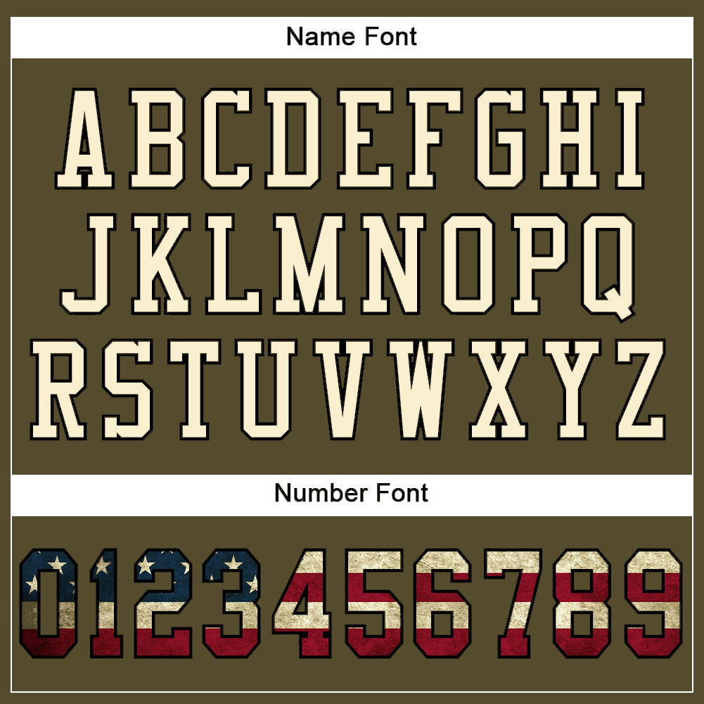 Custom Olive Vintage USA Flag Cream-Black Mesh Authentic Salute To Service Football Jersey