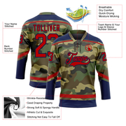 Custom Camo Red-Navy Salute To Service Hockey Lace Neck Jersey