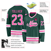 Custom Green Pink-White Hockey Jersey
