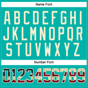 Custom Aqua Vintage USA Flag Black-Cream Hockey Lace Neck Jersey