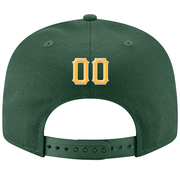 Custom Green Gold-White Stitched Adjustable Snapback Hat