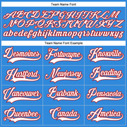 Custom Powder Blue White-Red Hockey Lace Neck Jersey