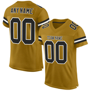 Custom Old Gold Black-White Mesh Authentic Football Jersey