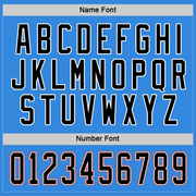 Custom Powder Blue Black-Orange Hockey Jersey