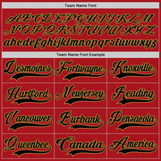 Custom Red Black-Old Gold Hockey Lace Neck Jersey