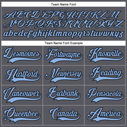 Custom Steel Gray Light Blue-Black Hockey Lace Neck Jersey