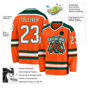 Custom Orange White-Green Hockey Jersey