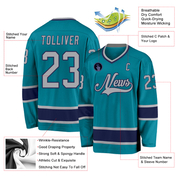 Custom Teal Gray-Navy Hockey Jersey