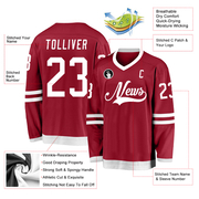 Custom Maroon White Hockey Jersey