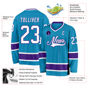 Custom Panther Blue White-Purple Hockey Jersey