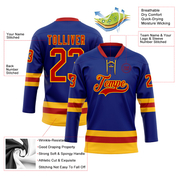 Custom Royal Red-Gold Hockey Lace Neck Jersey
