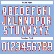 Custom Light Blue White-Red Hockey Lace Neck Jersey