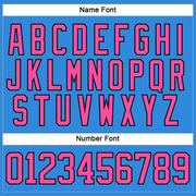 Custom Powder Blue Pink-Black Hockey Lace Neck Jersey