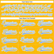 Custom Gold White-Light Blue Hockey Lace Neck Jersey