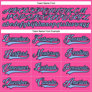 Custom Pink Light Blue-Black Hockey Lace Neck Jersey