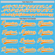 Custom Sky Blue Bay Orange-White Hockey Lace Neck Jersey