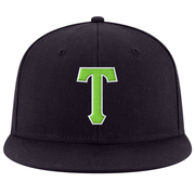 Custom Navy Neon Green-White Stitched Adjustable Snapback Hat