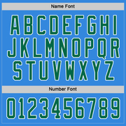 Custom Powder Blue Kelly Green-White Hockey Jersey