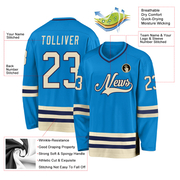 Custom Blue Cream-Navy Hockey Jersey