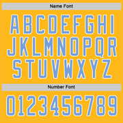 Custom Gold Light Blue-White Hockey Jersey