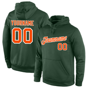 Custom Stitched Green Orange-White Sports Pullover Sweatshirt Hoodie