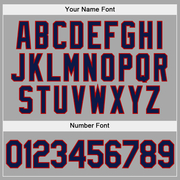 Custom Stitched Gray Navy-Red Sports Pullover Sweatshirt Hoodie