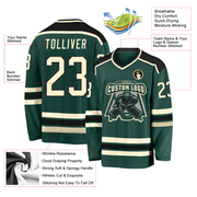 Custom Green Cream-Black Hockey Jersey