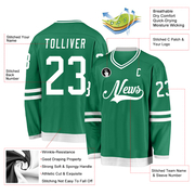 Custom Kelly Green White Hockey Jersey