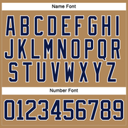 Custom Old Gold Navy-White Hockey Lace Neck Jersey