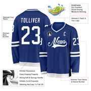 Custom Royal White Hockey Jersey