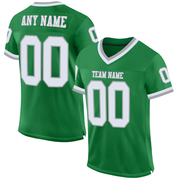 Custom Grass Green White-Gray Mesh Authentic Throwback Football Jersey