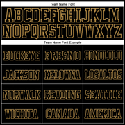 Custom Black Black-Old Gold Stitched Cuffed Knit Hat