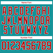 Custom Teal Red-White Christmas Santa Claus 3D Hockey Lace Neck Jersey